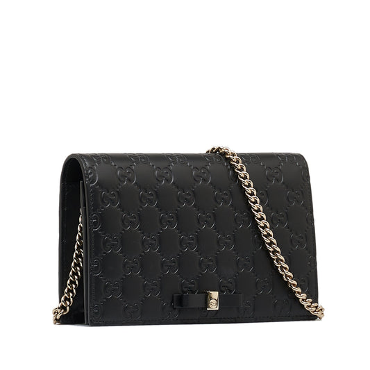 GUCCIMini ssima Bow Signature Wallet on Chain Crossbody Bag