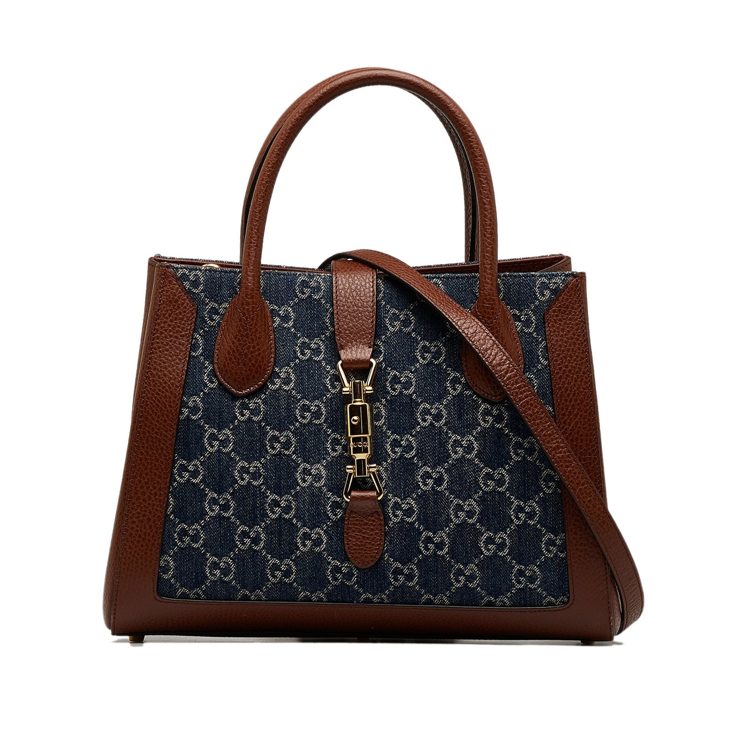 GUCCI Medium GG Denim Jackie 1961 Tote Satchel