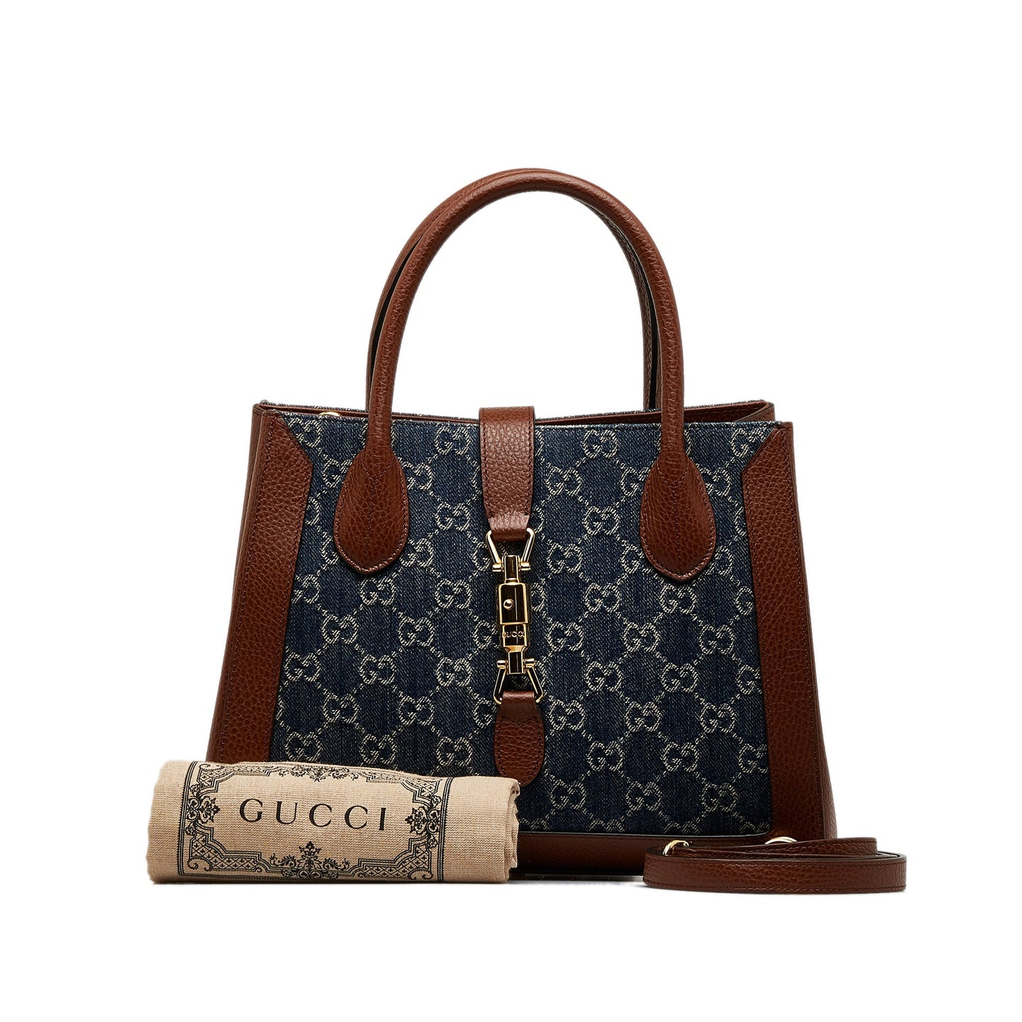 GUCCI Medium GG Denim Jackie 1961 Tote Satchel