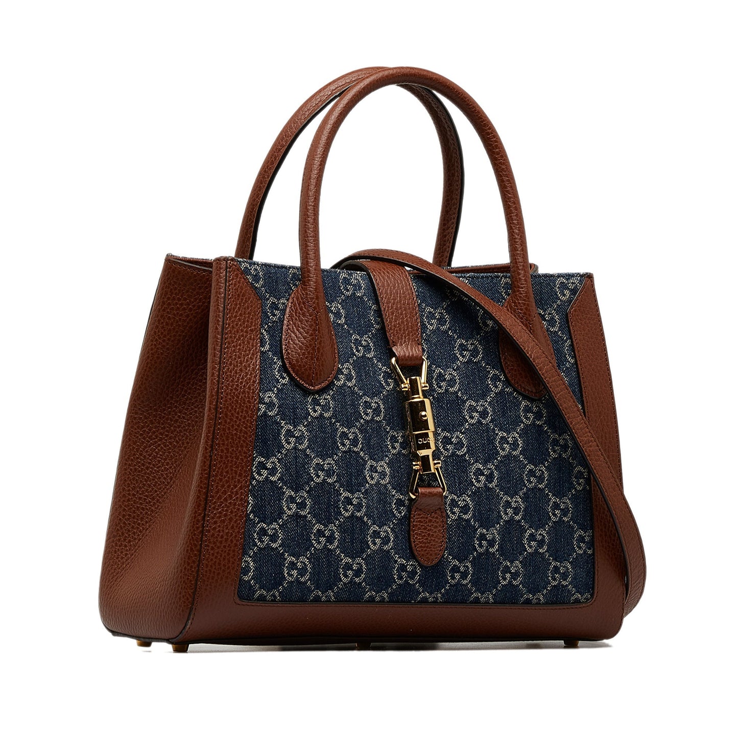 GUCCI Medium GG Denim Jackie 1961 Tote Satchel