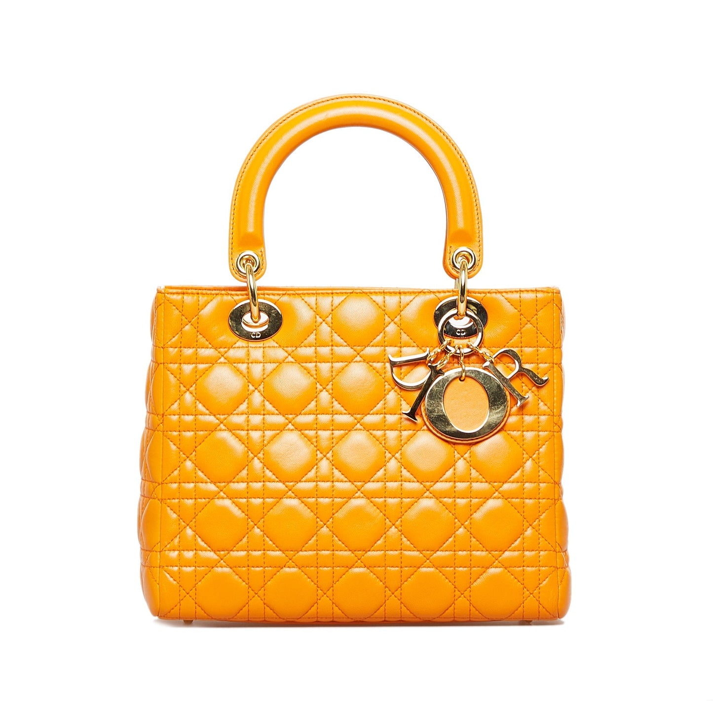 Dior Lady Dior Medium Orange Cannage Quilted Leather