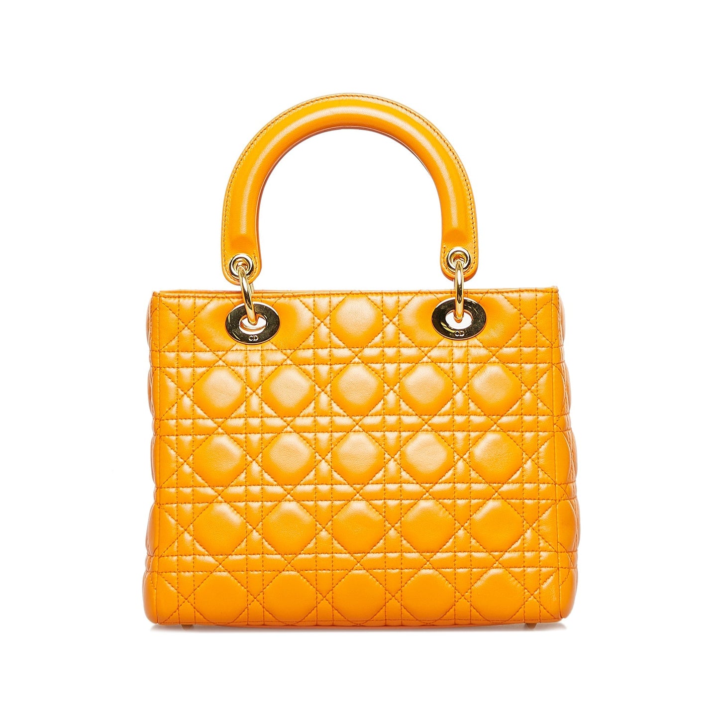 Dior Lady Dior Medium Orange Cannage Quilted Leather