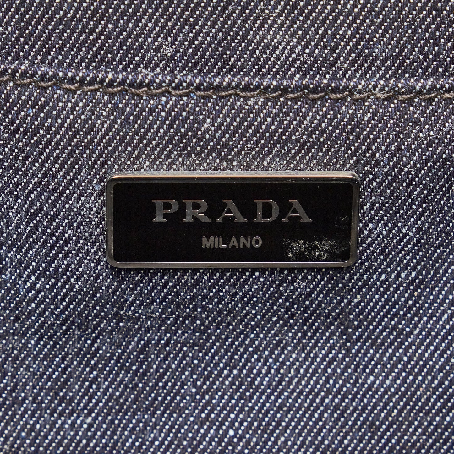 PRADA Canapa Jeweled Denim Satchel