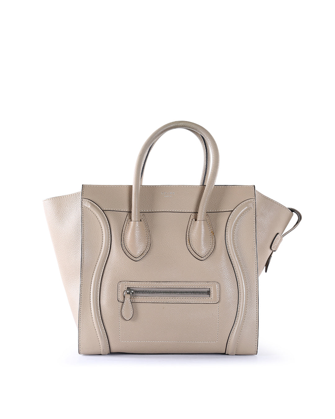 Celine Beige Leather Medium Luggage Tote Bag