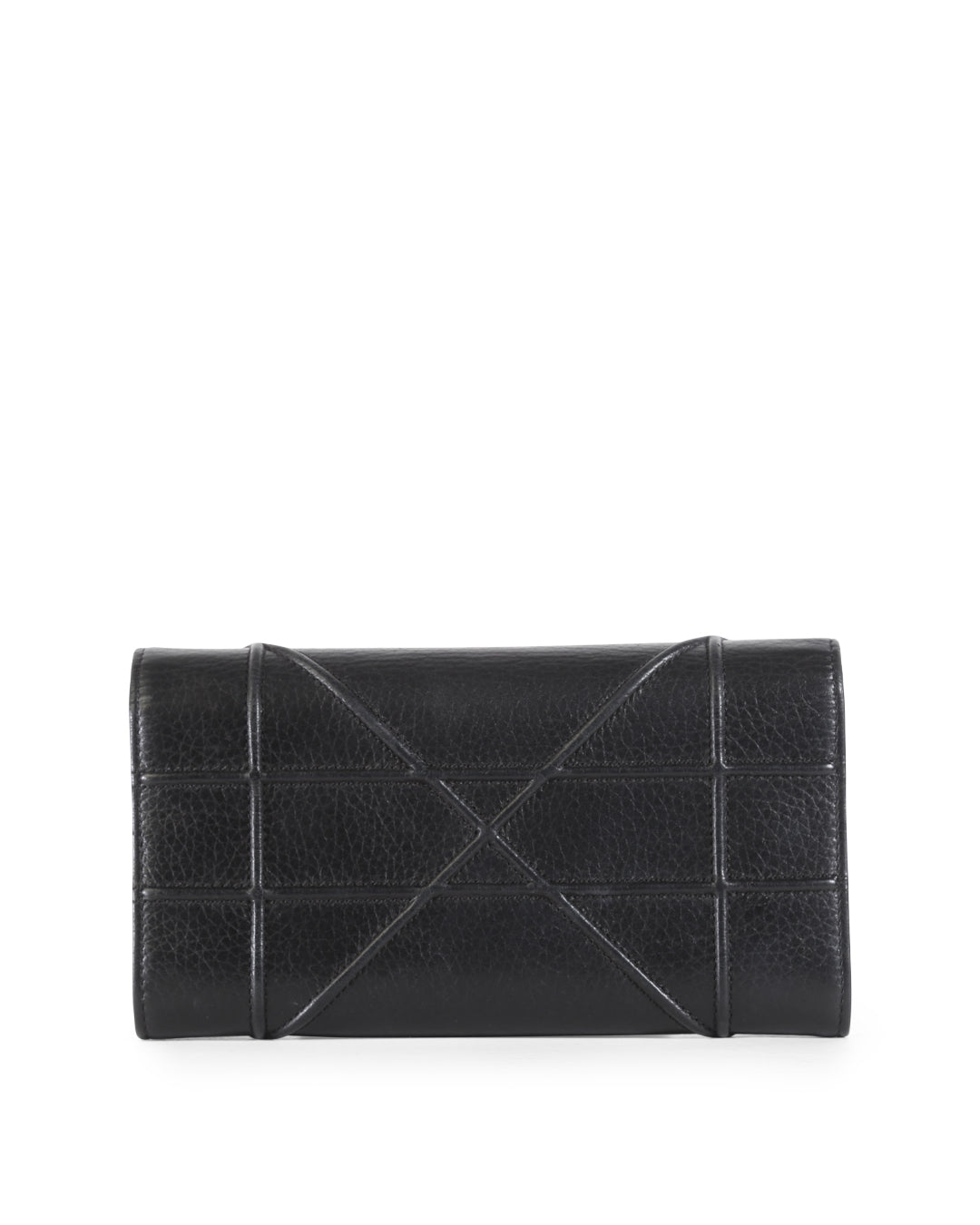 CHRISTIAN DIOR Black Pebbled Leather Diorama Wallet On Chain