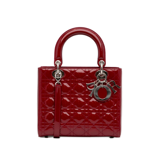 Dior Lady Dior Medium Red Patent Leather