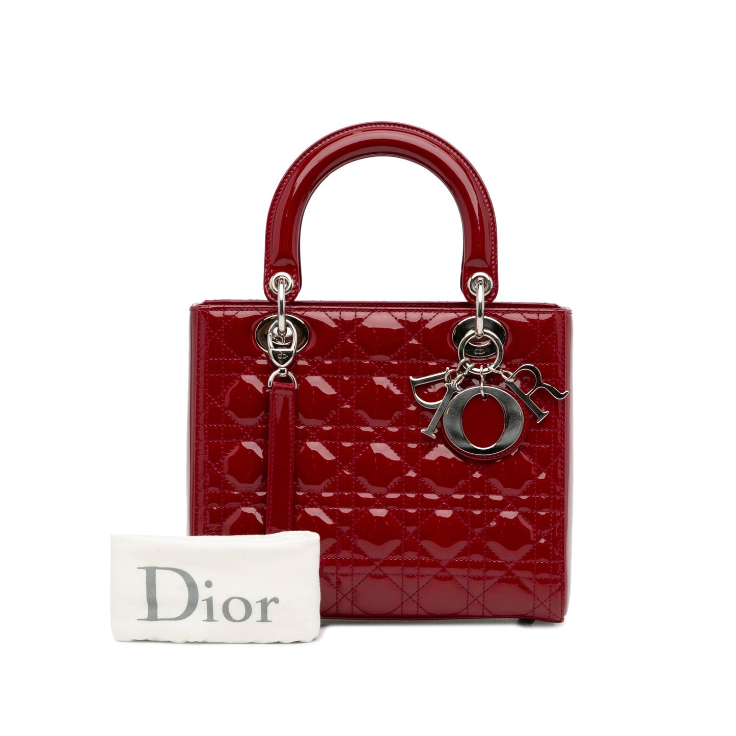 Dior Lady Dior Medium Red Patent Leather