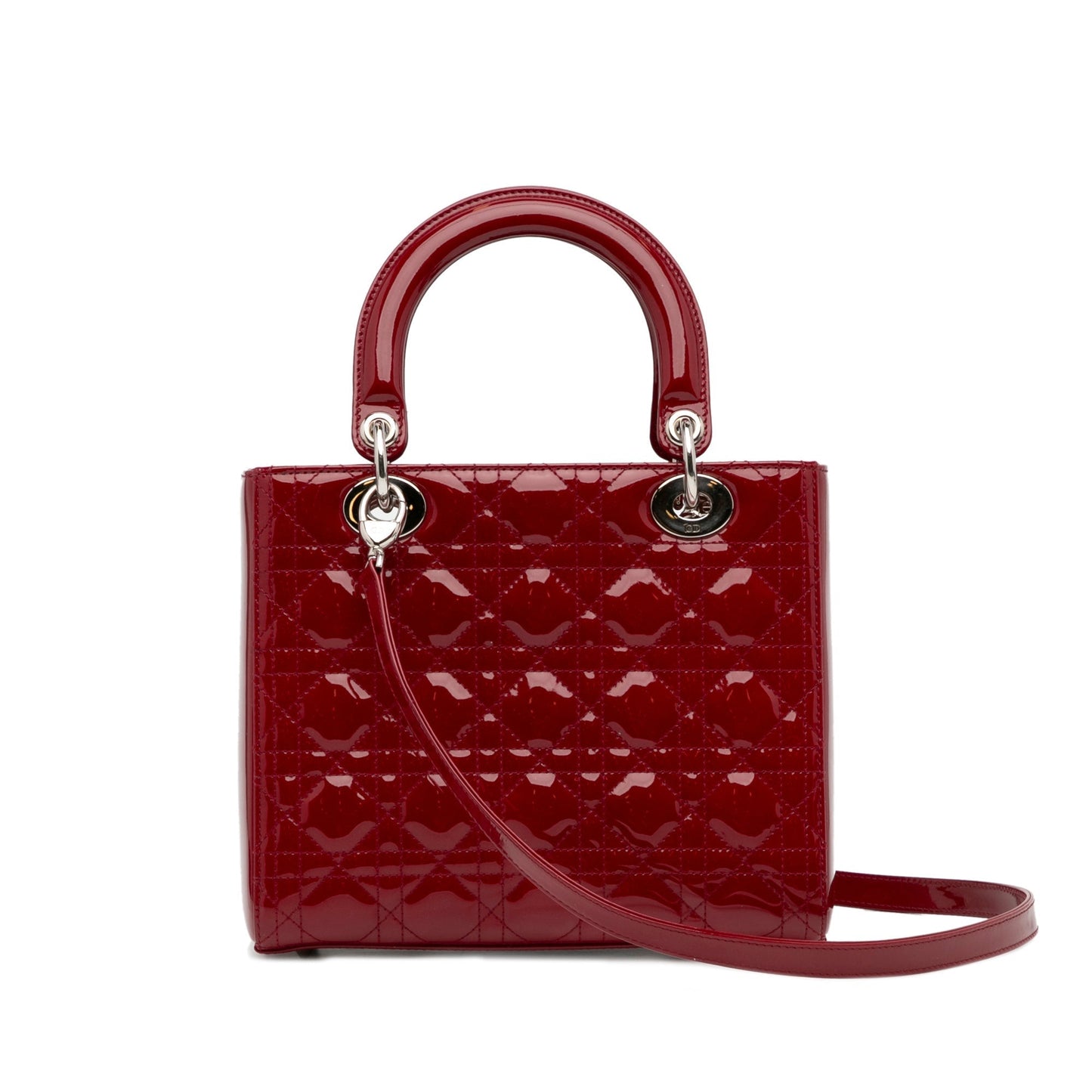 Dior Lady Dior Medium Red Patent Leather