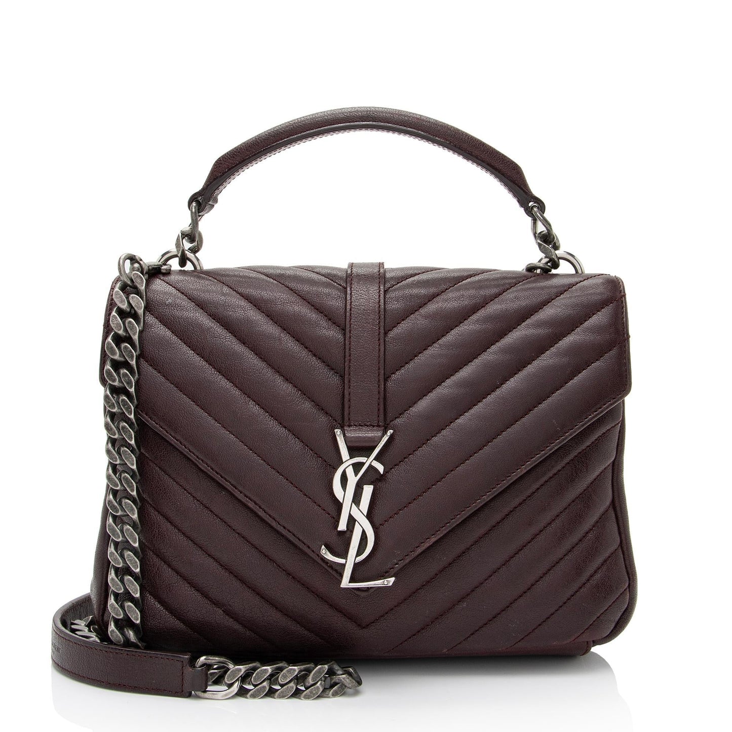 Saint Laurent Matelasse Calfskin Monogram College Medium Shoulder Bag (SHF-yq7Kyh)