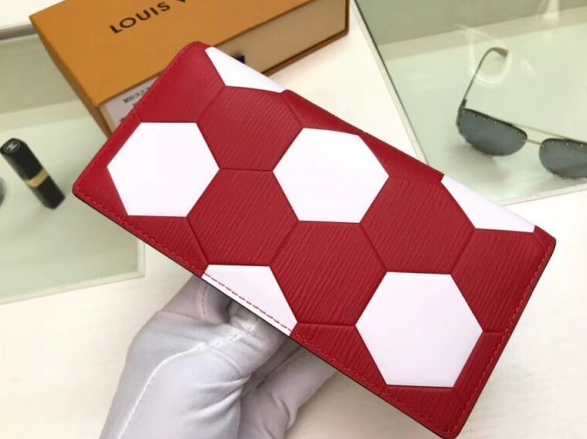 Louis Vuitton Brazza Wallet Epi Leather Hexagon Red