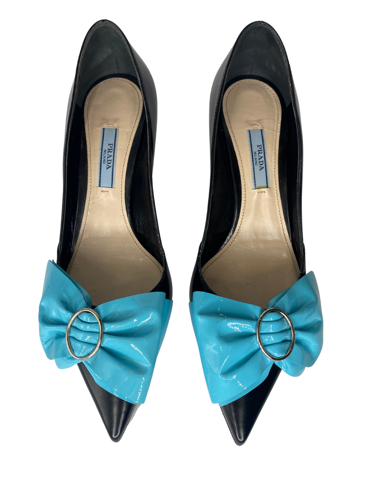 Prada Bow & Patent Leather Heels |US7.5|IT37.5|