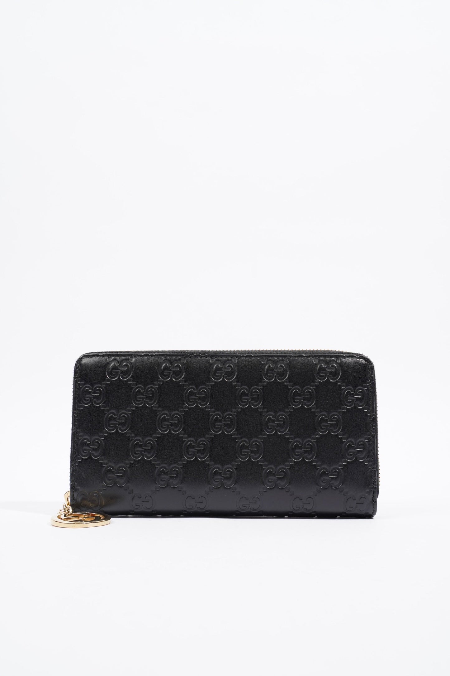 Gucci GG Embossed Zip Around Wallet Black Leather