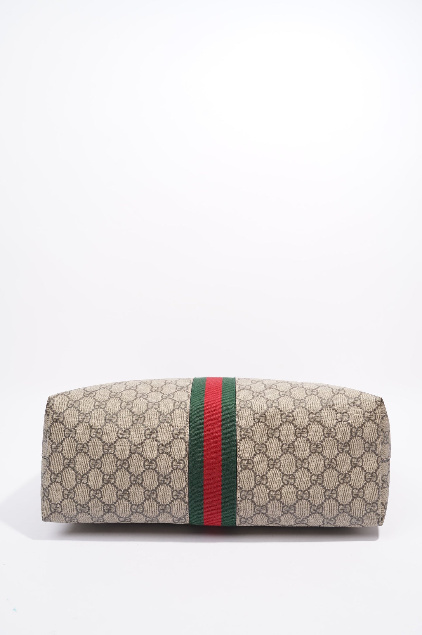 Gucci Ophidia GG Tote Bag Beige Monogram / Red / Green Medium