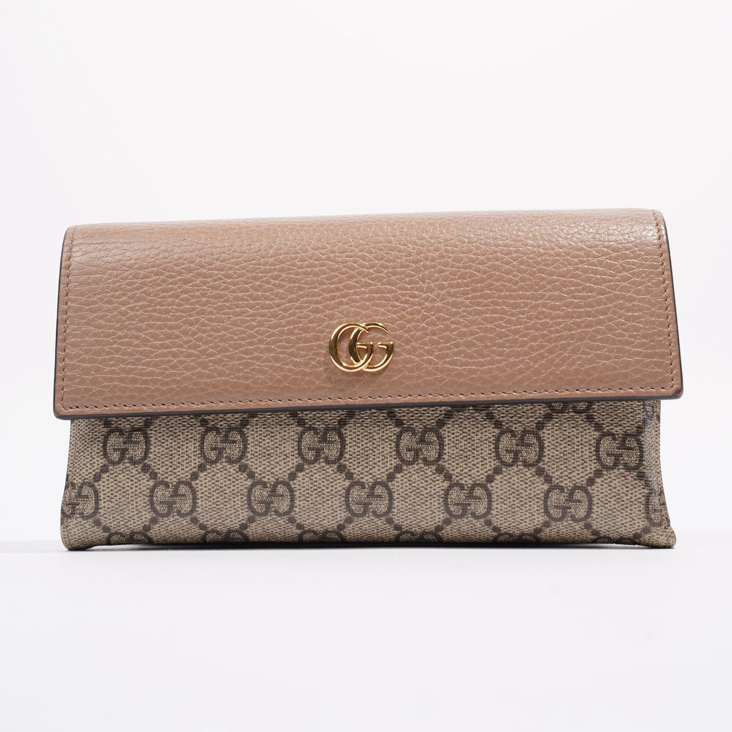 Gucci GG Marmont Continental Wallet Supreme / Dusty Pink Coated Canvas