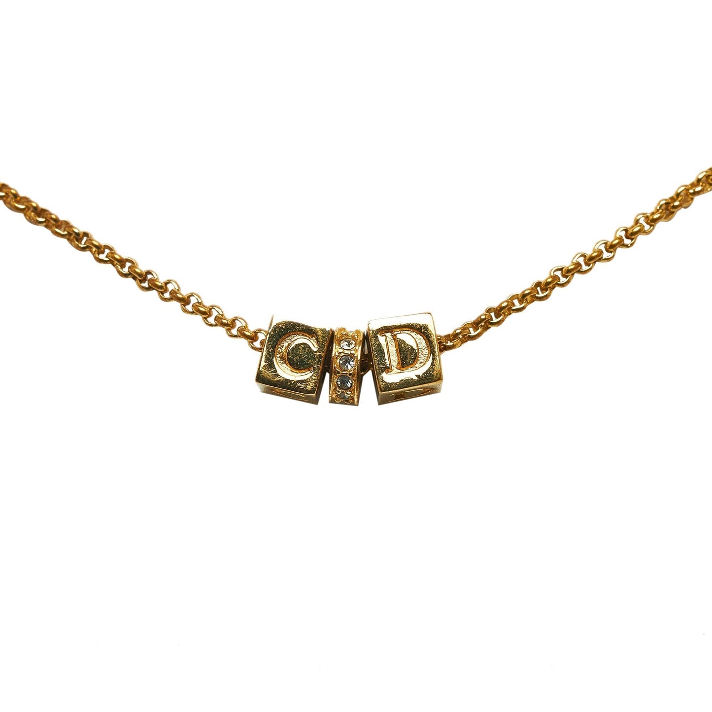 DIOR CD Logo Pendant Necklace Costume Necklace