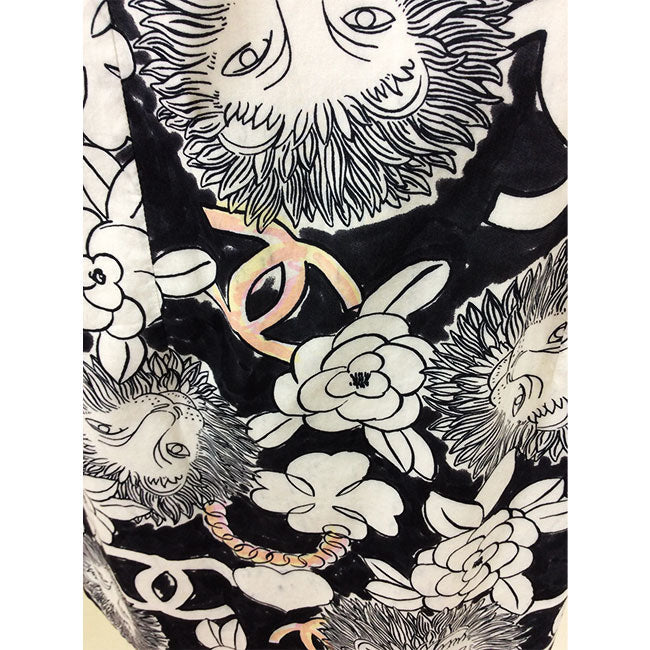 Chanel Print Dress With CC's, Camellia, Clovers, and Lions Sz 34 (2)