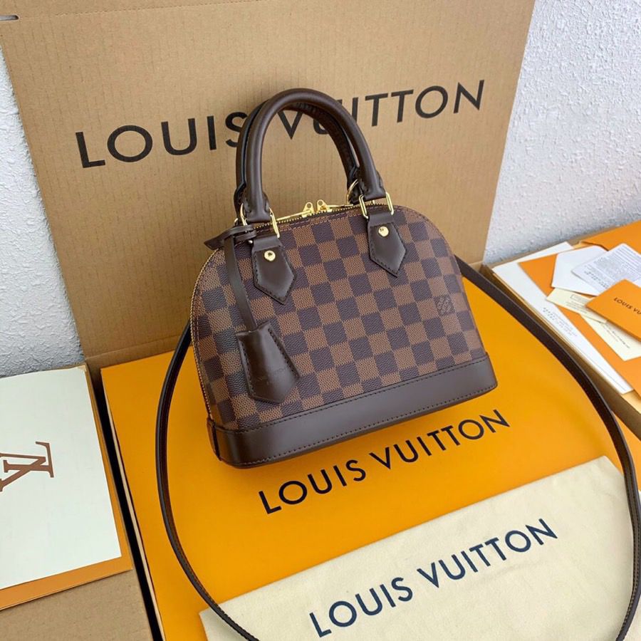 LV Alma BB Damier Ebene Canvas For Women, Womenâ€™s Handbags, Shoulder And Crossbody Bags 9.3in/23.5cm LV N41221