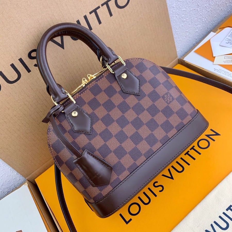 LV Alma BB Damier Ebene Canvas For Women, Womenâ€™s Handbags, Shoulder And Crossbody Bags 9.3in/23.5cm LV N41221