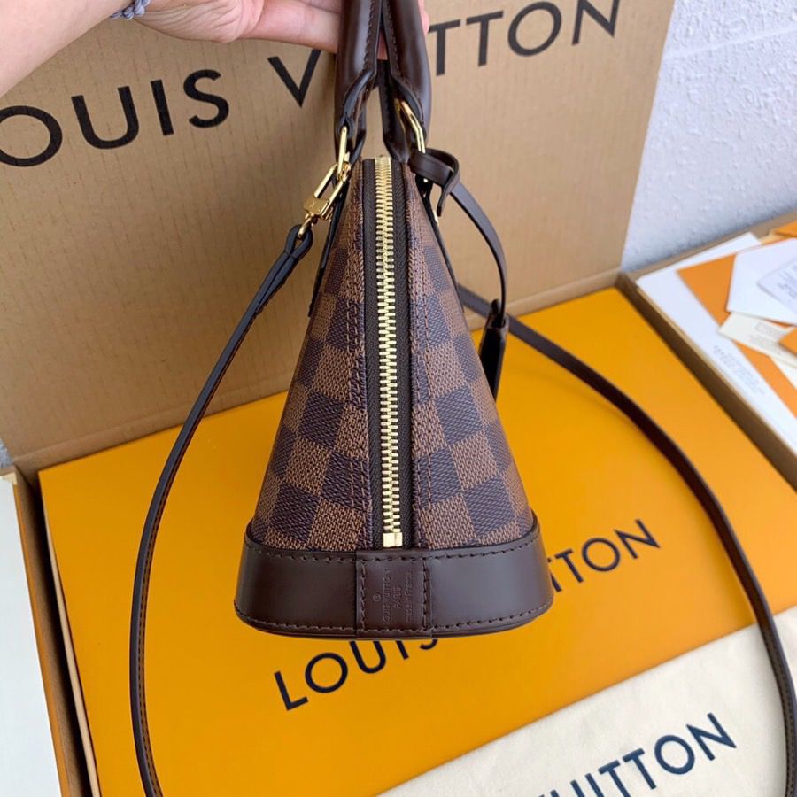 LV Alma BB Damier Ebene Canvas For Women, Womenâ€™s Handbags, Shoulder And Crossbody Bags 9.3in/23.5cm LV N41221
