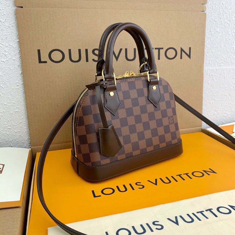 LV Alma BB Damier Ebene Canvas For Women, Womenâ€™s Handbags, Shoulder And Crossbody Bags 9.3in/23.5cm LV N41221