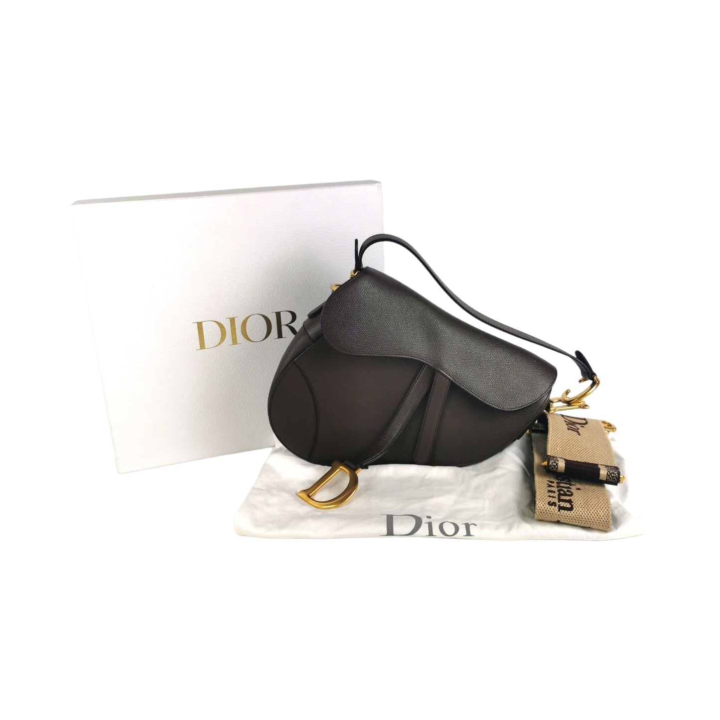 Dior Saddle Bag Burgundy with thick strap