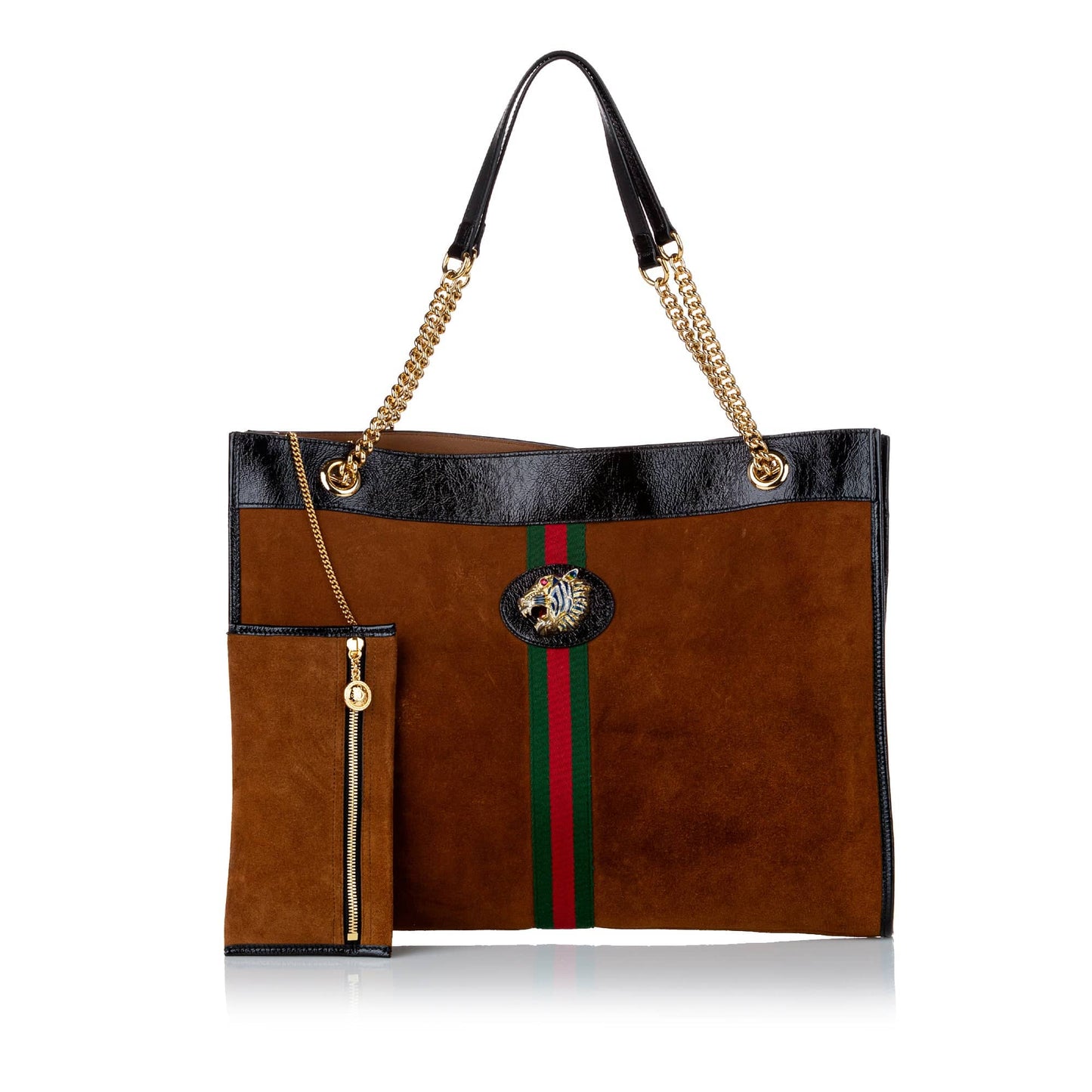 Gucci Rajah Large Tote Bag Brown Suede