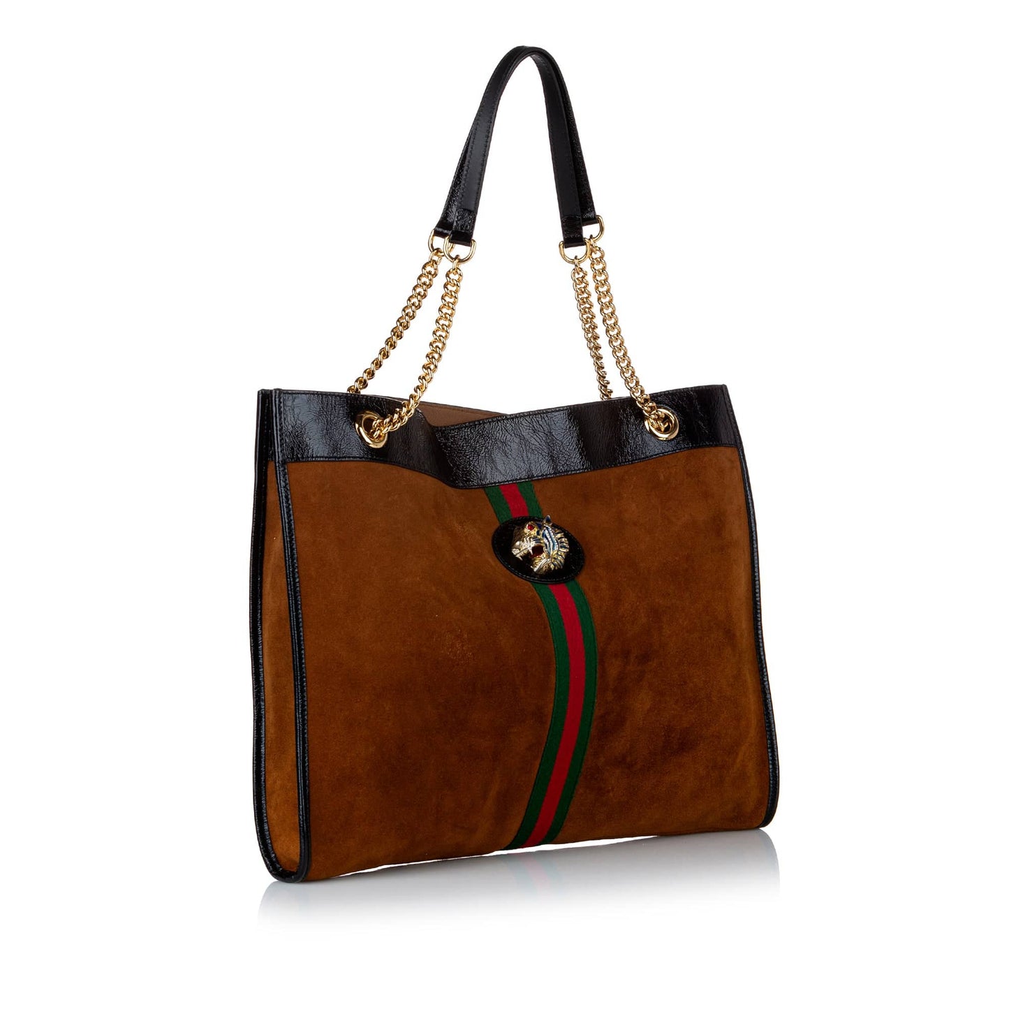 Gucci Rajah Large Tote Bag Brown Suede