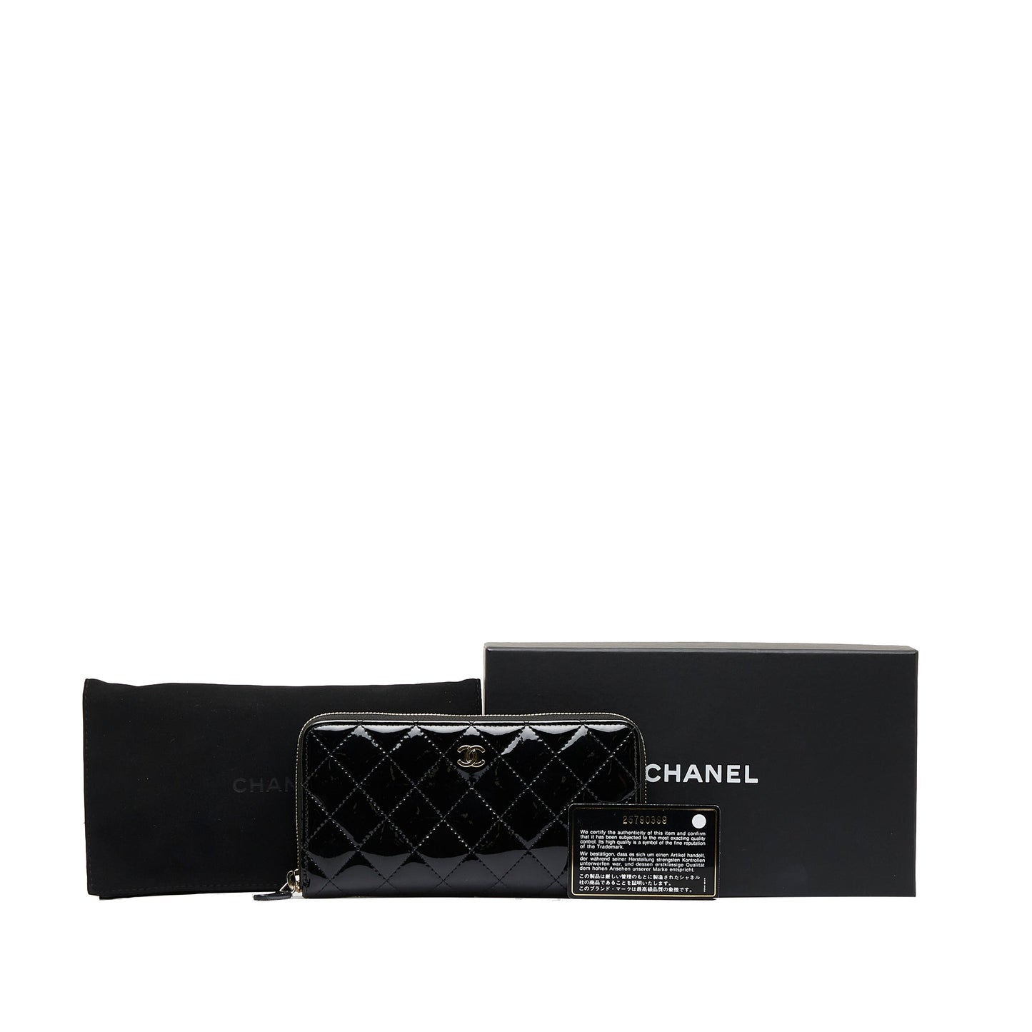 CHANEL CC Quilted Patent Zip Around Long Wallet Long Wallets