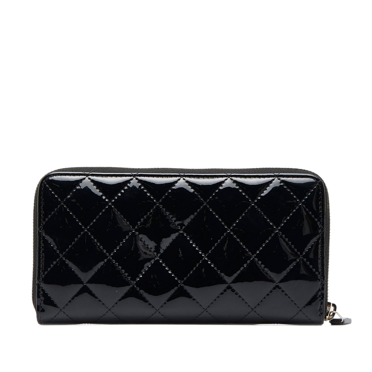 CHANEL CC Quilted Patent Zip Around Long Wallet Long Wallets