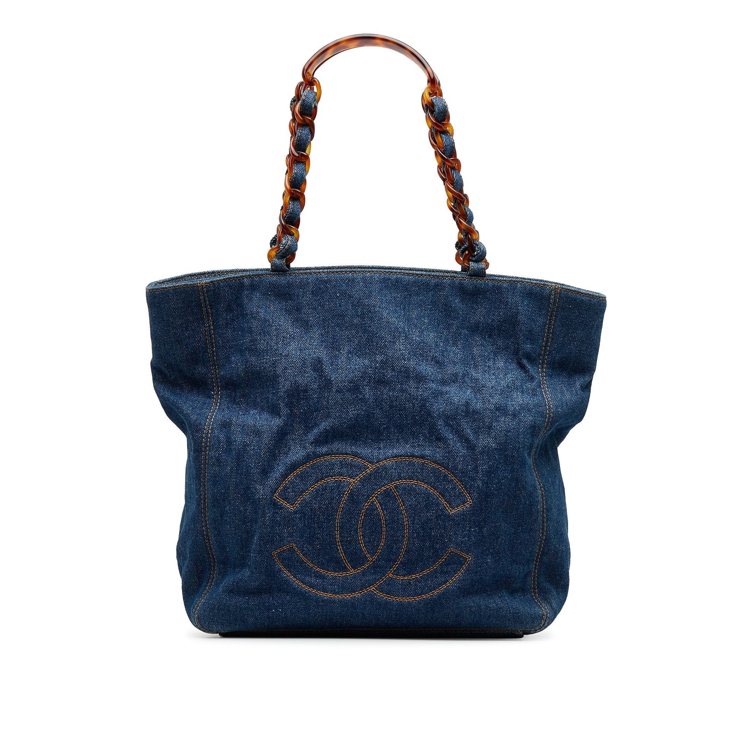 Blue Chanel CC Denim Tote Bag