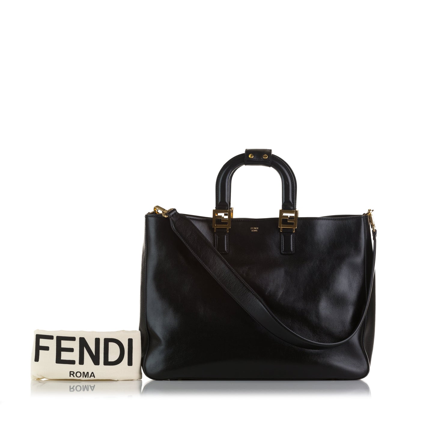 Black Fendi Large Glacier FF Tote Satchel