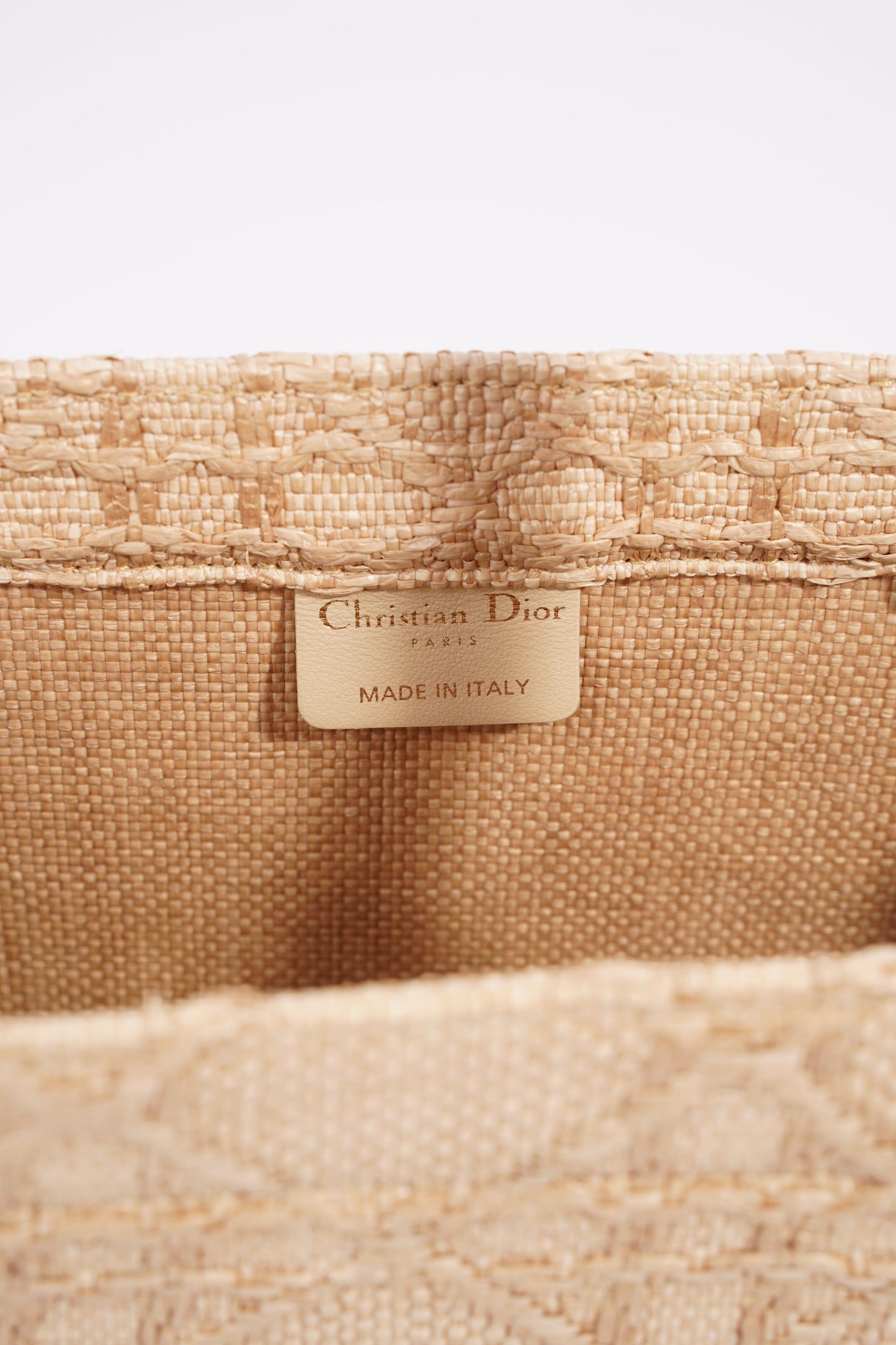 Christian Dior Book Tote Brown Canvas Raffia Medium