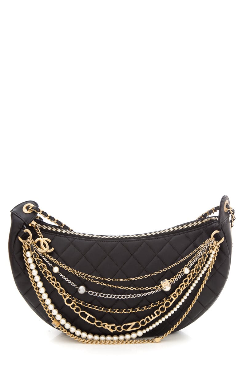 Chanel Black All About Chains Hobo Handbag