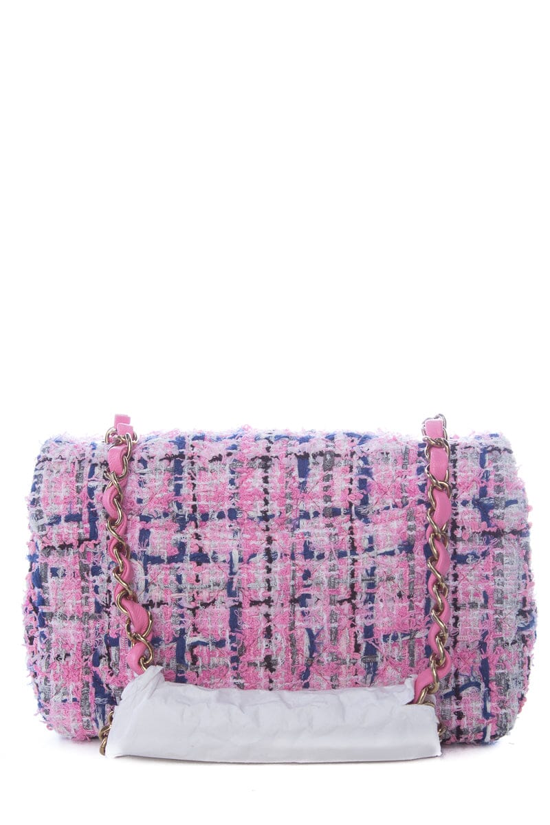 Chanel Pink Tweed Mini  Flap  Handbag