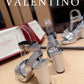 Valentino Garavani Strap Heeled Sandals With V Logo Signature Embellishment Silver For Women