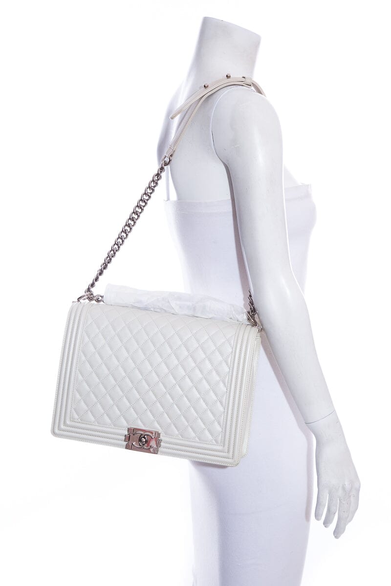 Chanel 2012 Limited Edition Iridescent White XL Boybag