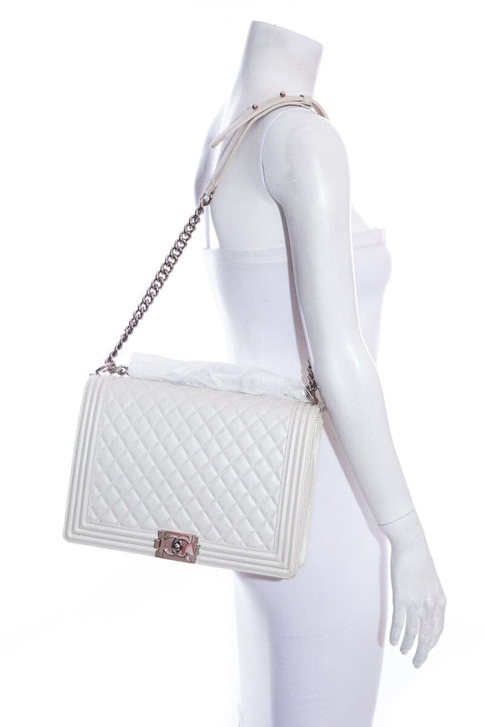 Chanel 2012 Limited Edition Iridescent White XL Boybag