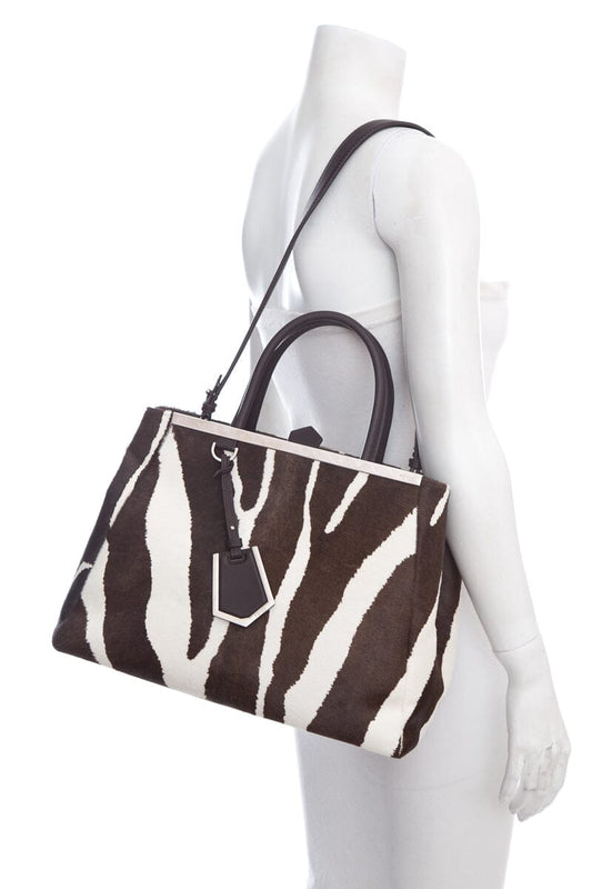 Fendi Brown & White Zebra Print Ponyhair Peak-A-Boo