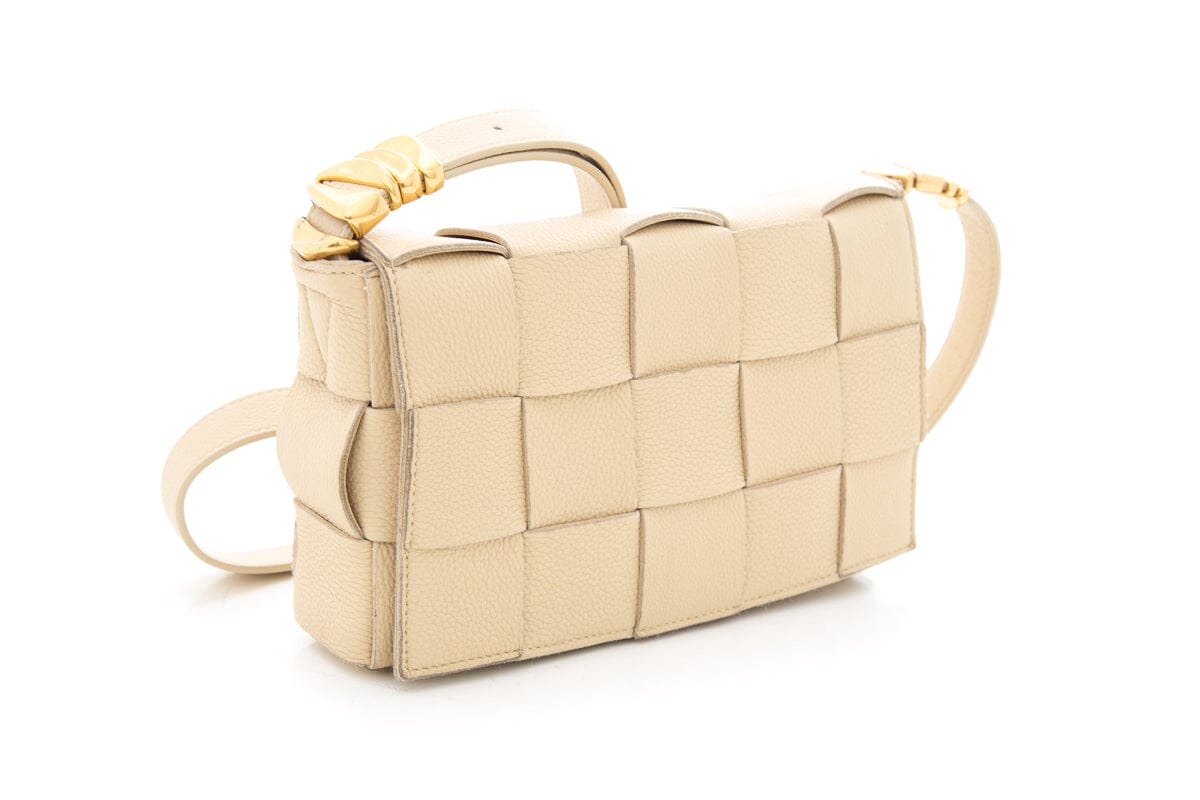 Bottega Veneta Cassette Woven Leather Beige Crossbody Bag