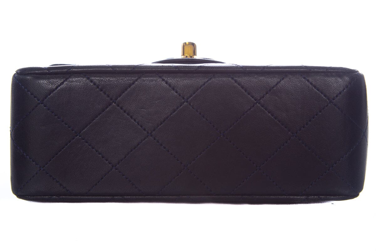 Chanel Navy Lambskin Quilted MIni Flap GHW  Handbag