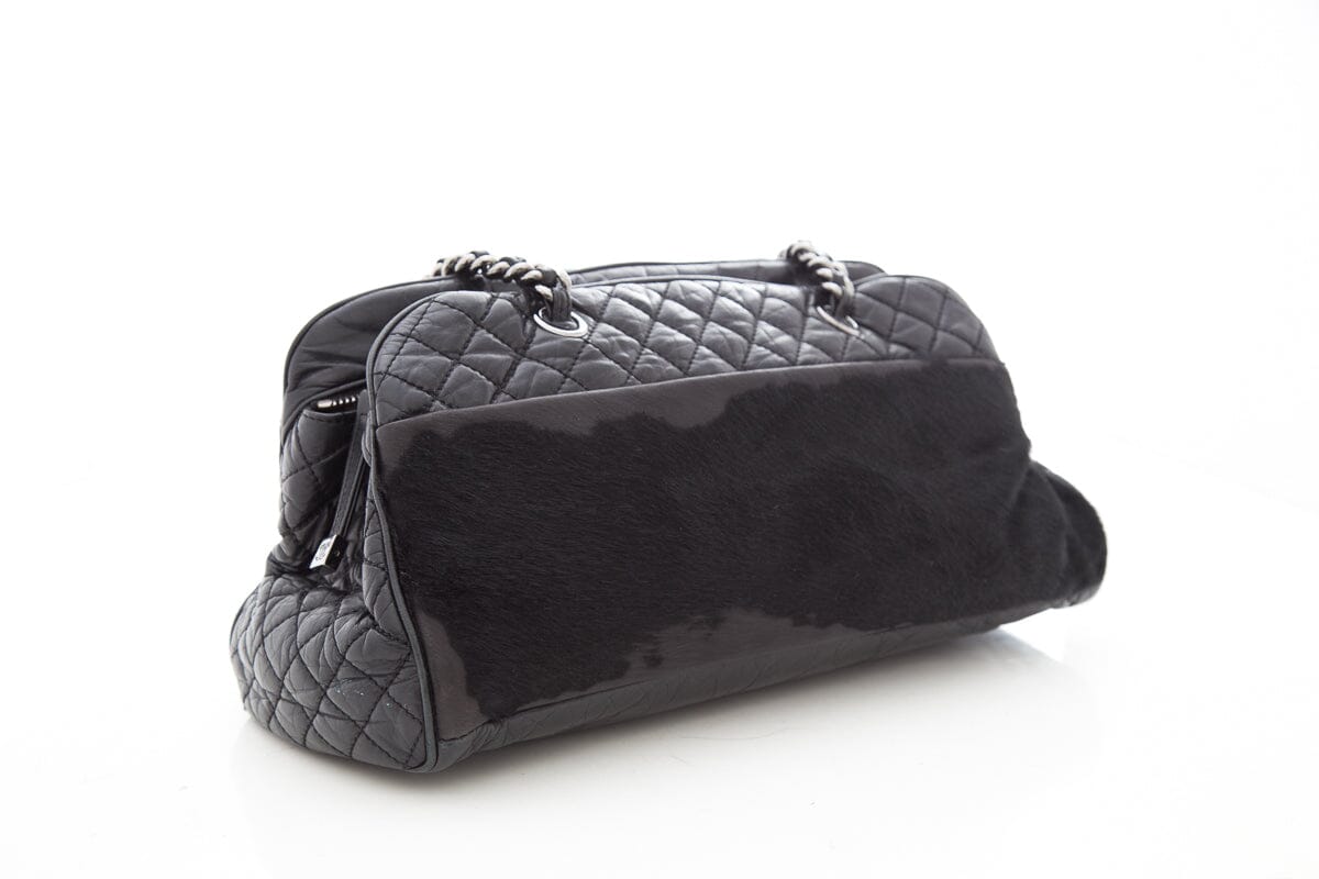 Chanel Black Quilted Pony Hair Handbag