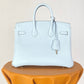 HM Birkin Nata Swift Light Blue For Women Silver Toned Hardware 10in/25cm