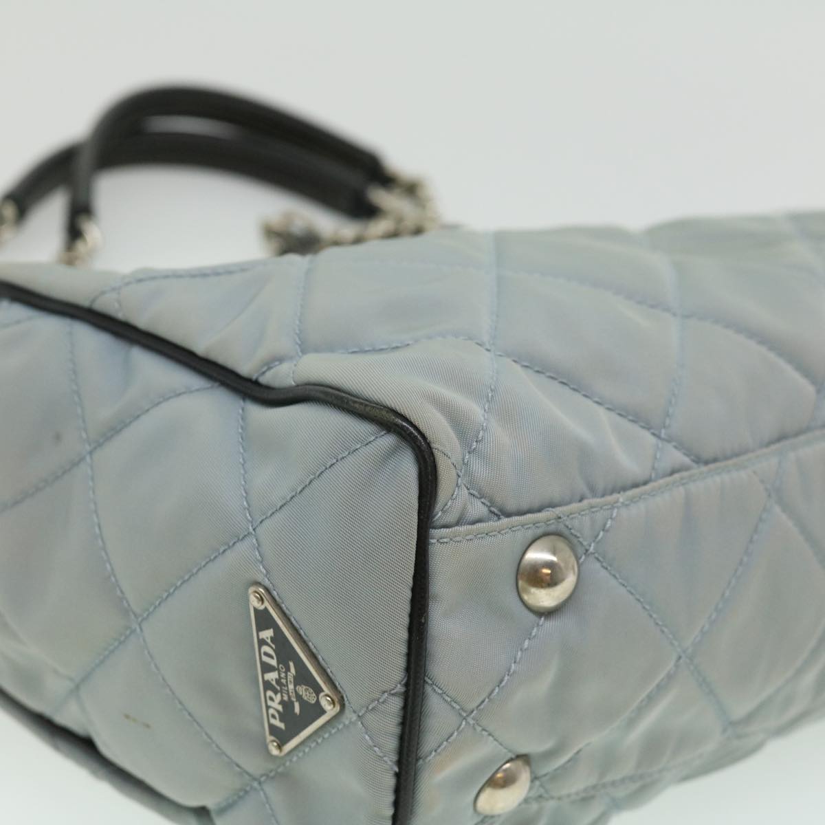 PRADA Chain Shoulder Bag Nylon Light Blue  ac1036