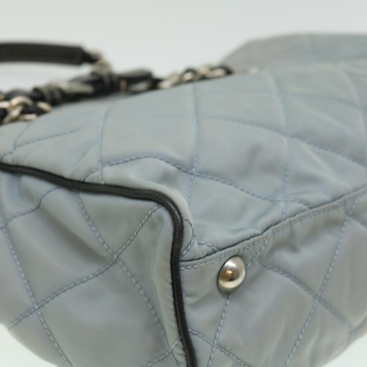 PRADA Chain Shoulder Bag Nylon Light Blue  ac1036