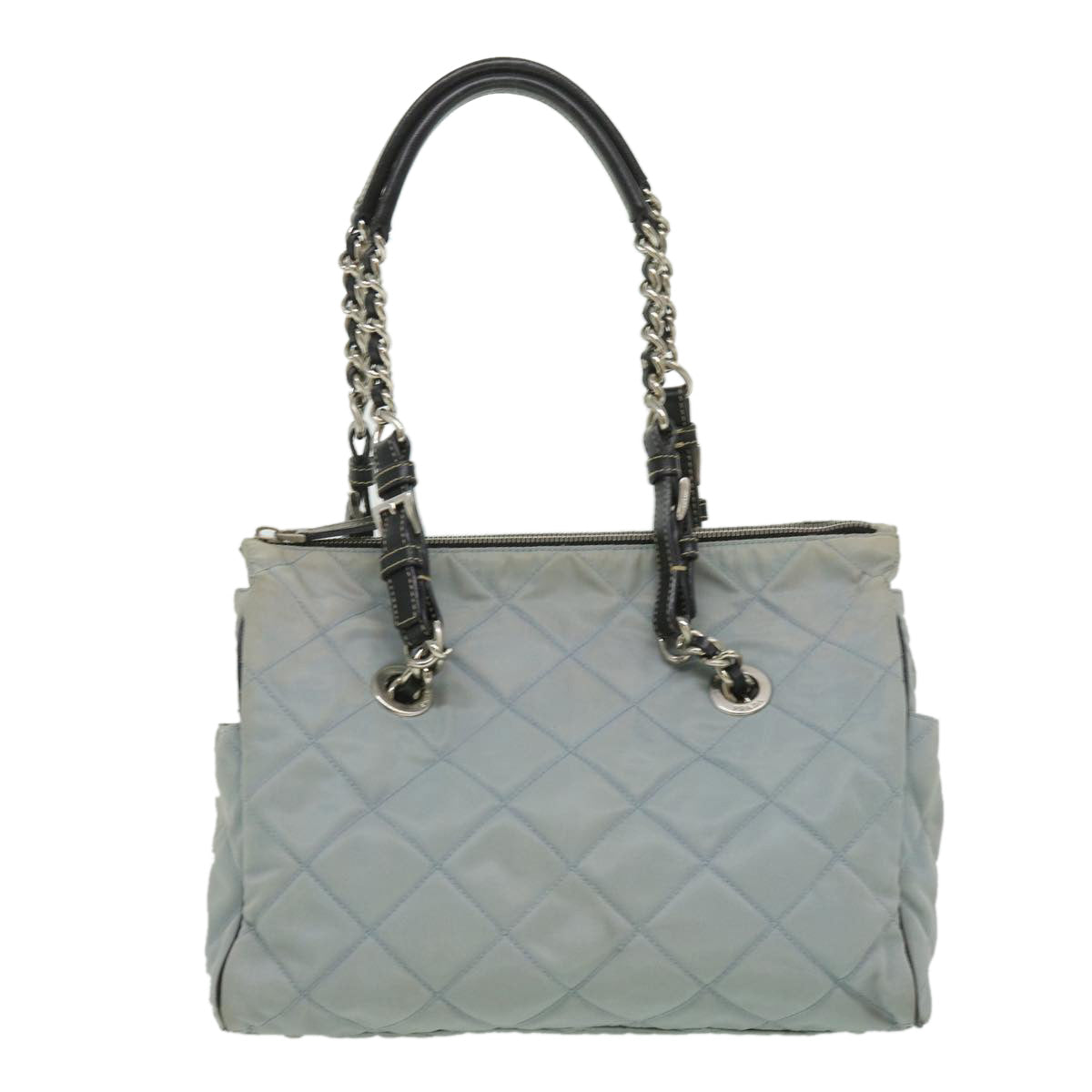 PRADA Chain Shoulder Bag Nylon Light Blue  ac1036