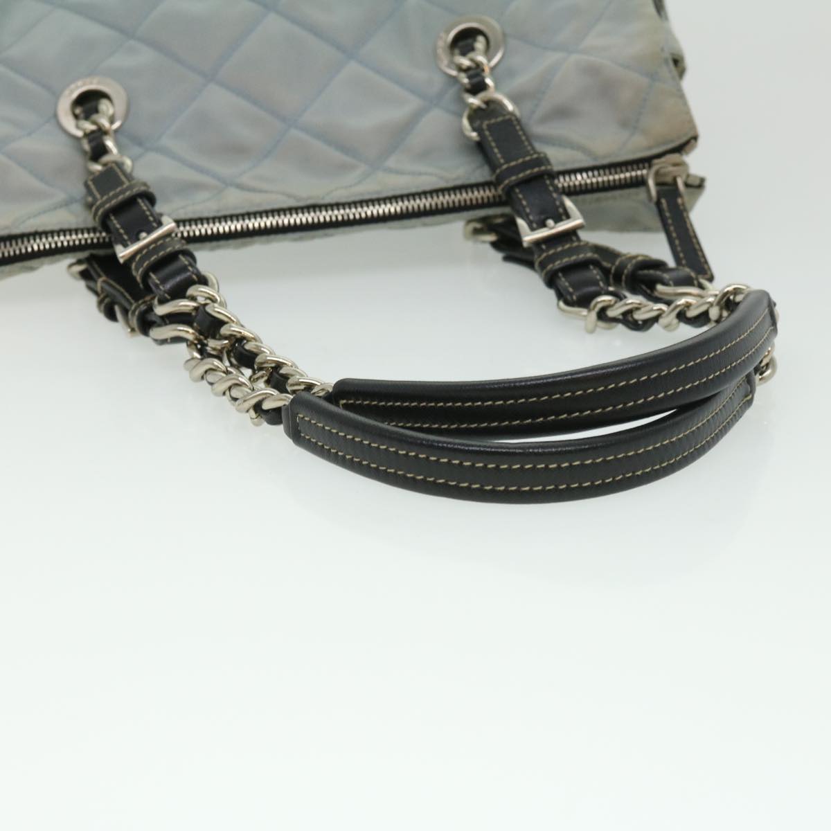 PRADA Chain Shoulder Bag Nylon Light Blue  ac1036