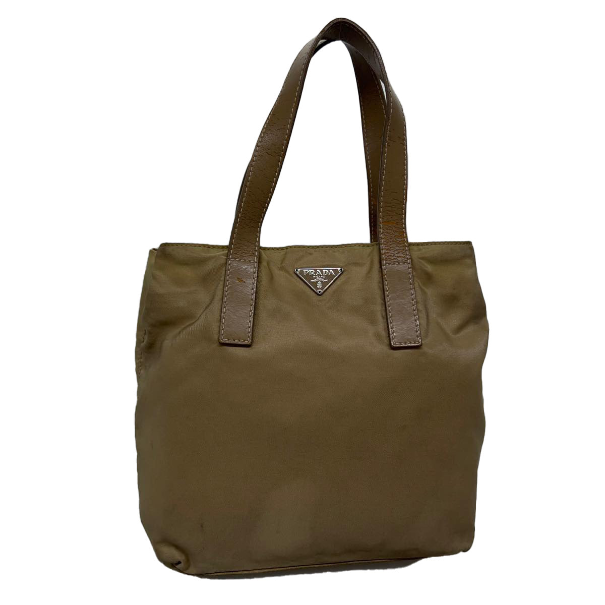 PRADA Hand Bag Nylon Beige  ac1161