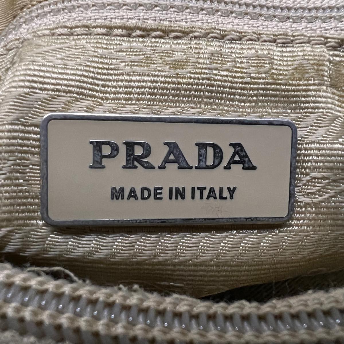 PRADA Hand Bag Nylon Beige  ac1161