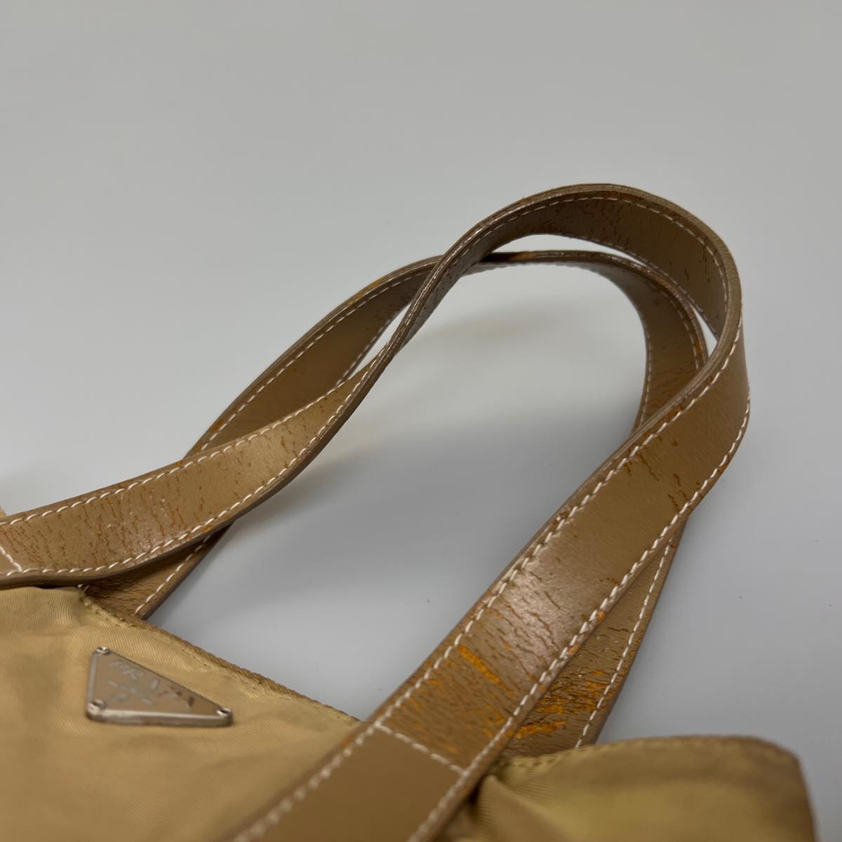 PRADA Hand Bag Nylon Beige  ac1161