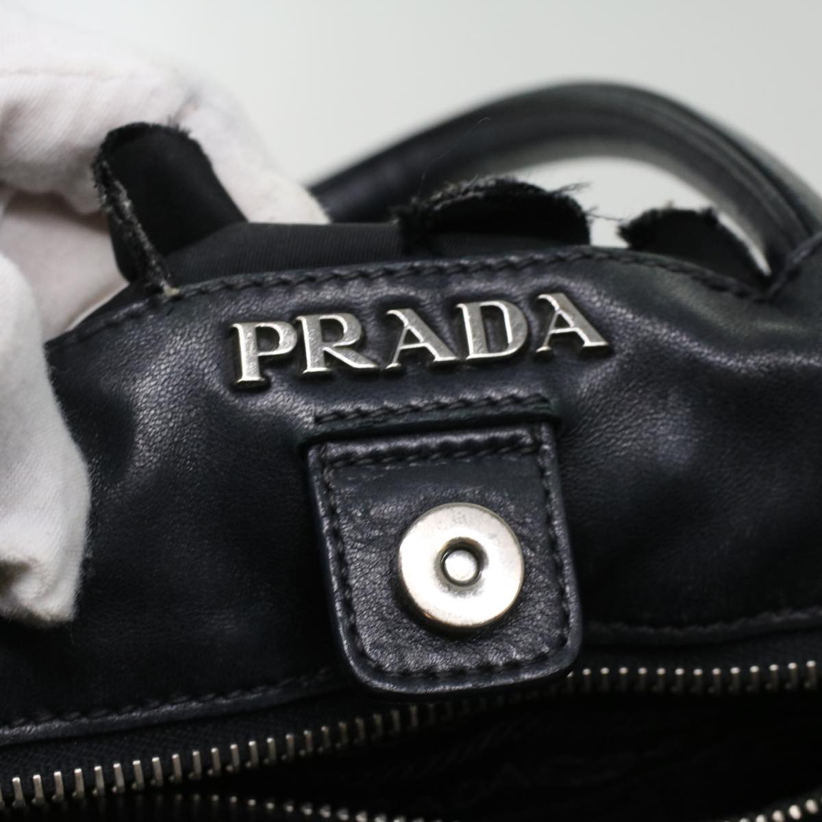 PRADA Hand Bag Nylon Black  ac1238